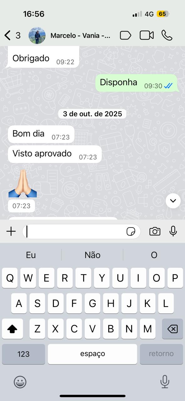 Depoimento de Marcelo — visto aprovado