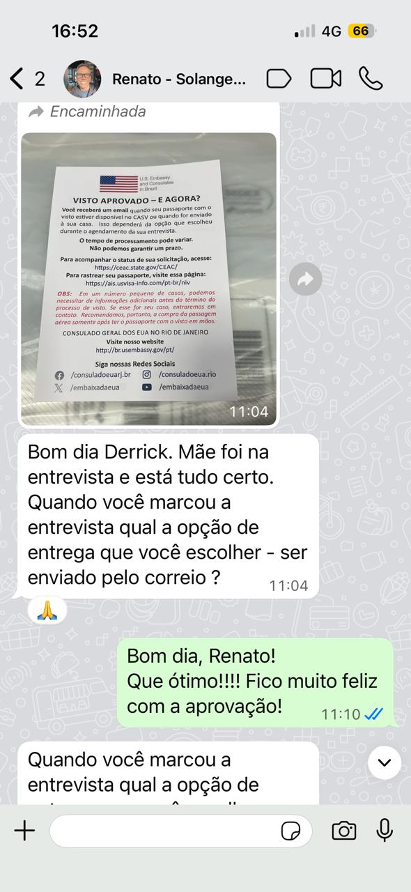 Depoimento de Renato — visto aprovado