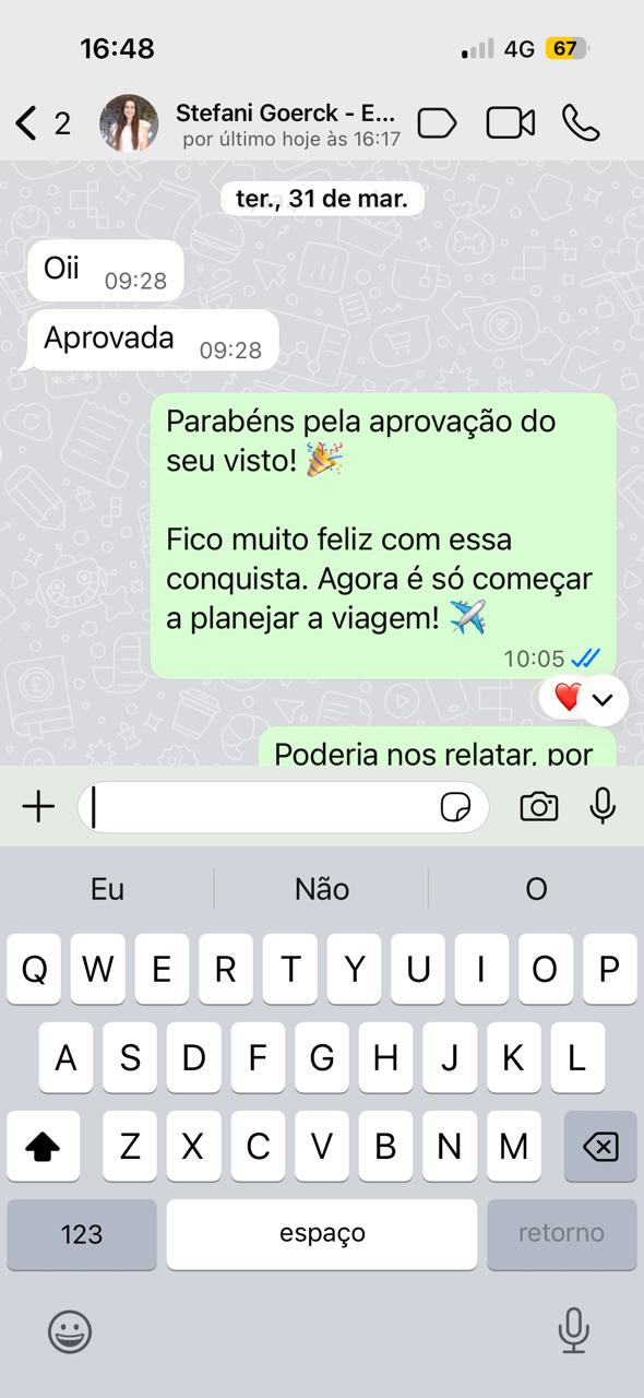 Depoimento de Stefani — visto aprovado