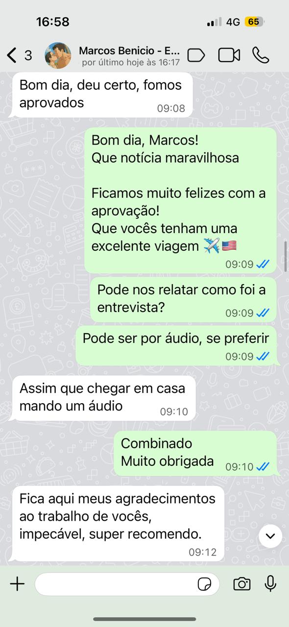 Depoimento de Marcos — visto aprovado